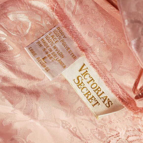 Vintage Victoria Secret Nightgown Beaded Gold Label Large Pink - Picture 2 of 11